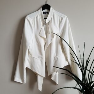 Cropped Drape Front Moto Jacket